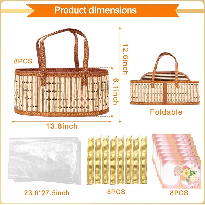 Orchidleaf 8 Set Baskets for Gifts Empty, Gift Empty Bamboo Basket Large, Foldable Woven Gift Basket with Handle for Baby Baptisms, Mother's Day, Christmas, Housewarming - Image 3